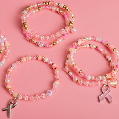 Susan G. Komen Breast Cancer Awareness Pink Ribbon & Letter Bead Box