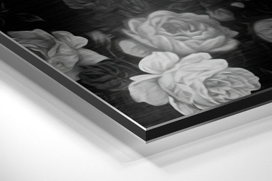 Skull and Roses Brushed Aluminium Dibond Wall Art