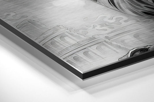 Monochrome Suited Marksman Aiming Brushed Aluminium Dibond Wall Art