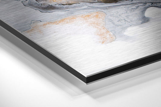 Gold Vein Gray Ink Marble Brushed Aluminium Dibond Wall Art