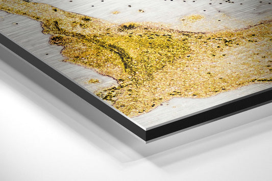 Golden Marble Brushed Aluminium Dibond Wall Art