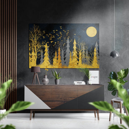 Golden Forest Brushed Aluminium Dibond Wall Art