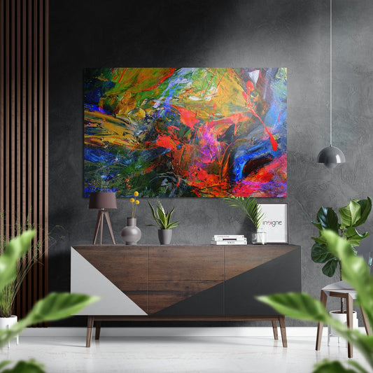 Impasto Rainbow Paint Strokes Brushed Aluminium Dibond Wall Art