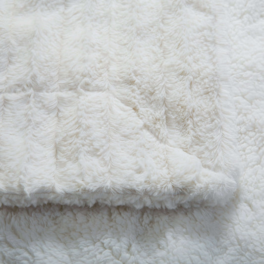Tache White Ivory Polar Faux Fur with Sherpa Throw Blanket Otarealm