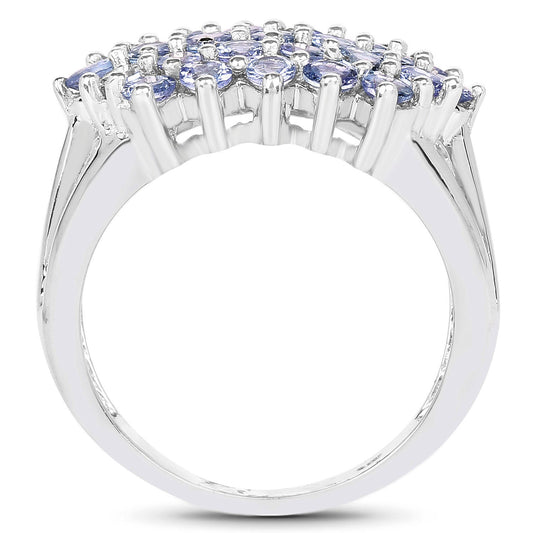 2.03 Carat Genuine Tanzanite .925 Sterling Silver Ring