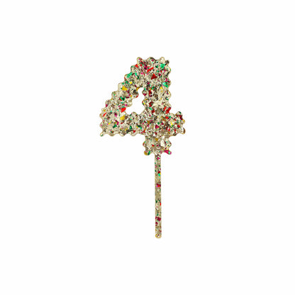 Gold Confetti Number Cake Toppers: 0-9
