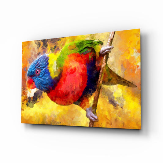 Rainbow Lorikeet Painting Glass Wall Art