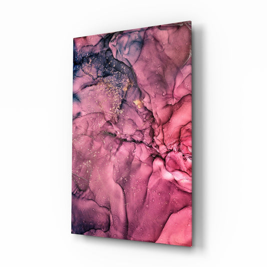 Magenta Pink Ink Bloom Glass Wall Art