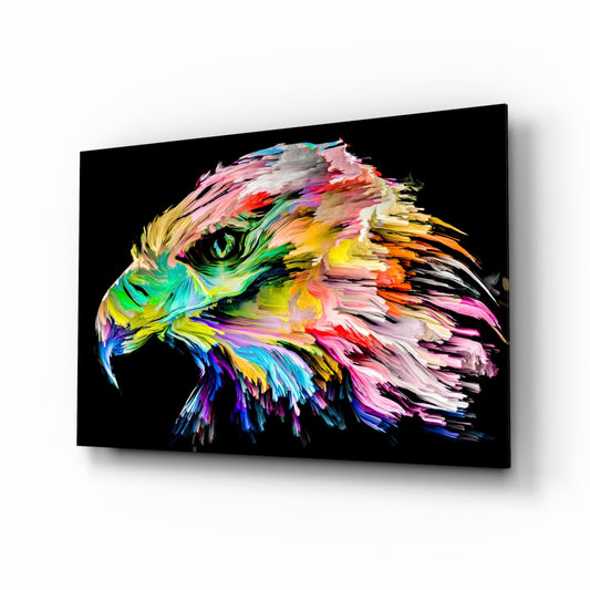 Rainbow Paint Stroke Falcon Glass Wall Art