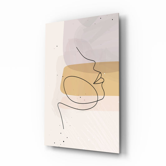 Lavender Gold Line Art Face Glass Wall Art