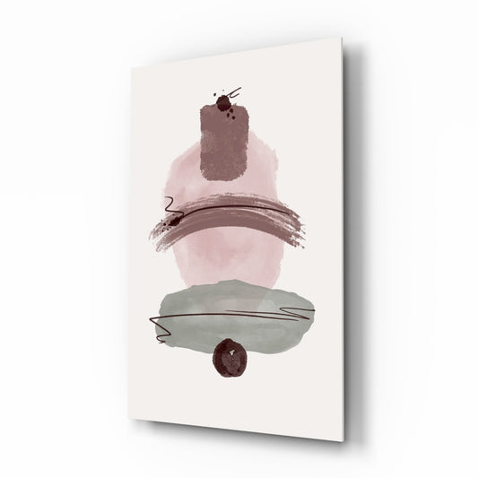 Mauve Pink Sage Stacked Blobs Glass Wall Art