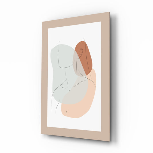 Sage Terracotta Line Art Woman Glass Wall Art