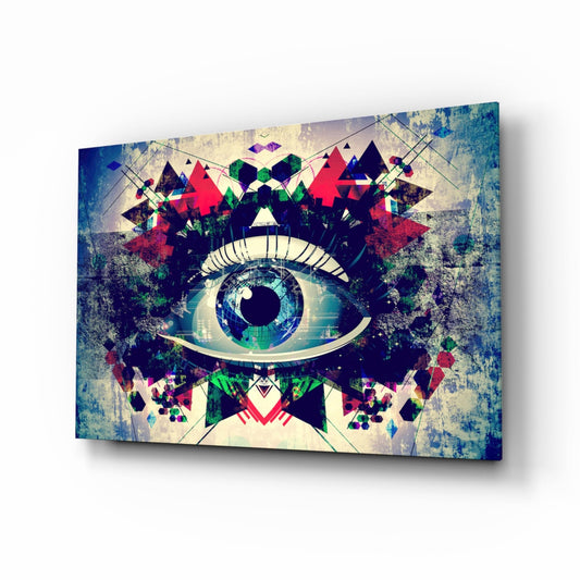 Kaleidoscope Triangle Cosmic Eye Glass Wall Art