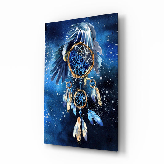 Eagle Wings Starry Dreamcatcher Glass Wall Art