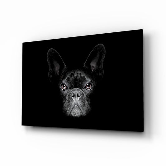Black French Bulldog Portrait Glass Wall Art
