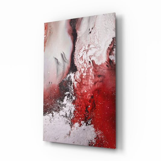Red White Marble Blend Glass Wall Art