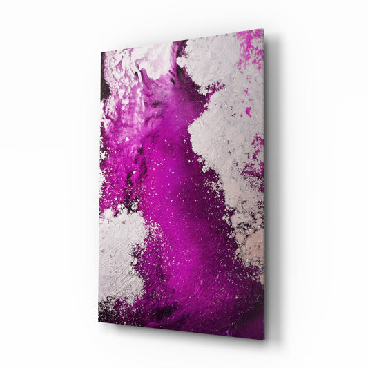 Purple Wave Splash Abstract Glass Wall Art