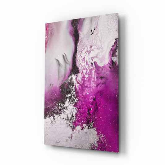 Orchid Pink Marble Flow Glass Wall Art