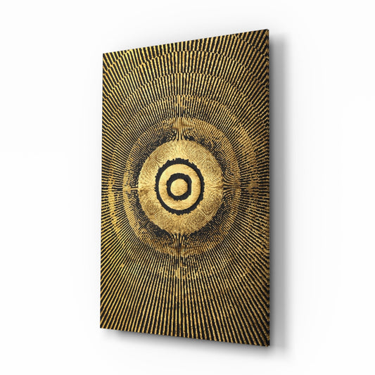 Black Gold Radiant Circle Glass Wall Art
