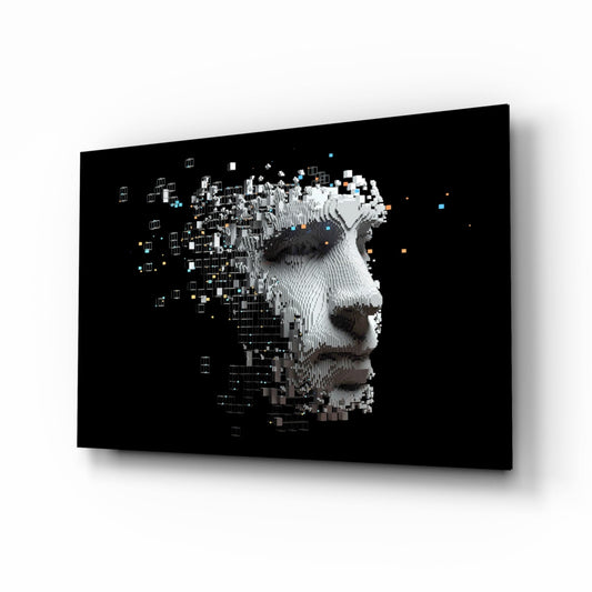 Pixel Dispersing Face Profile Glass Wall Art