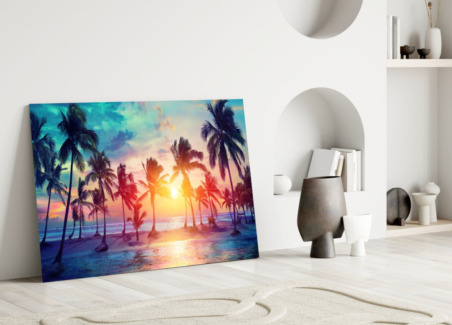 Sunset and Palms Glass Art