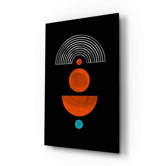 Orange Sun and Half Moon Arch Glass Wall Art