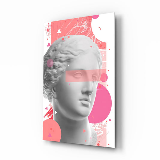 Pink Geometric Venus Bust Collage Glass Wall Art