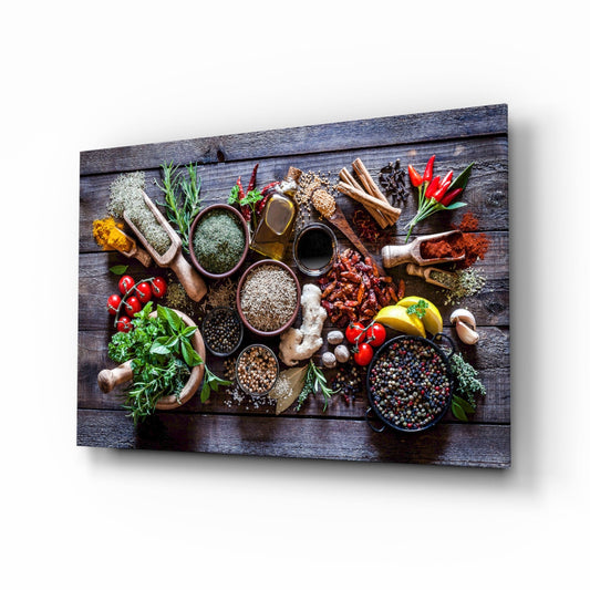 Rustic Wood Herbs And Spices Mortar Glass Wall Art