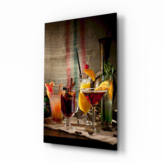 Rustic Spiced Winter Cocktails Glass Wall Art