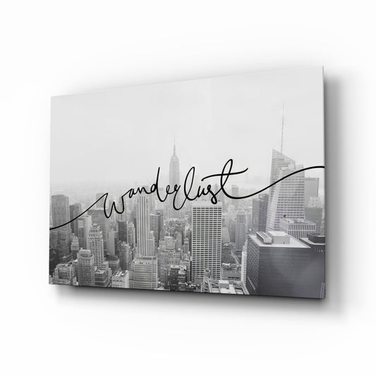 Black And White Skyline Wanderlust Glass Wall Art