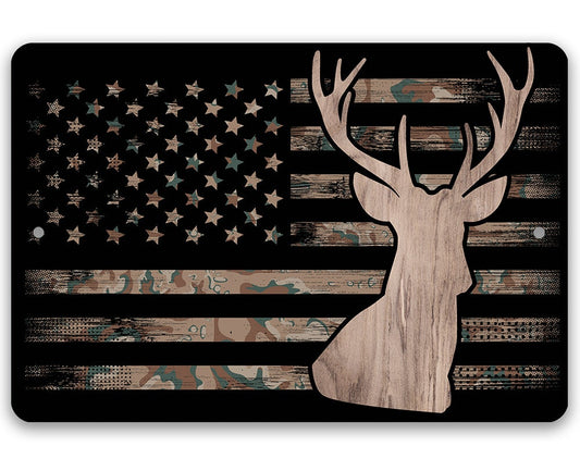 Camo Flag Hunting - Metal Sign