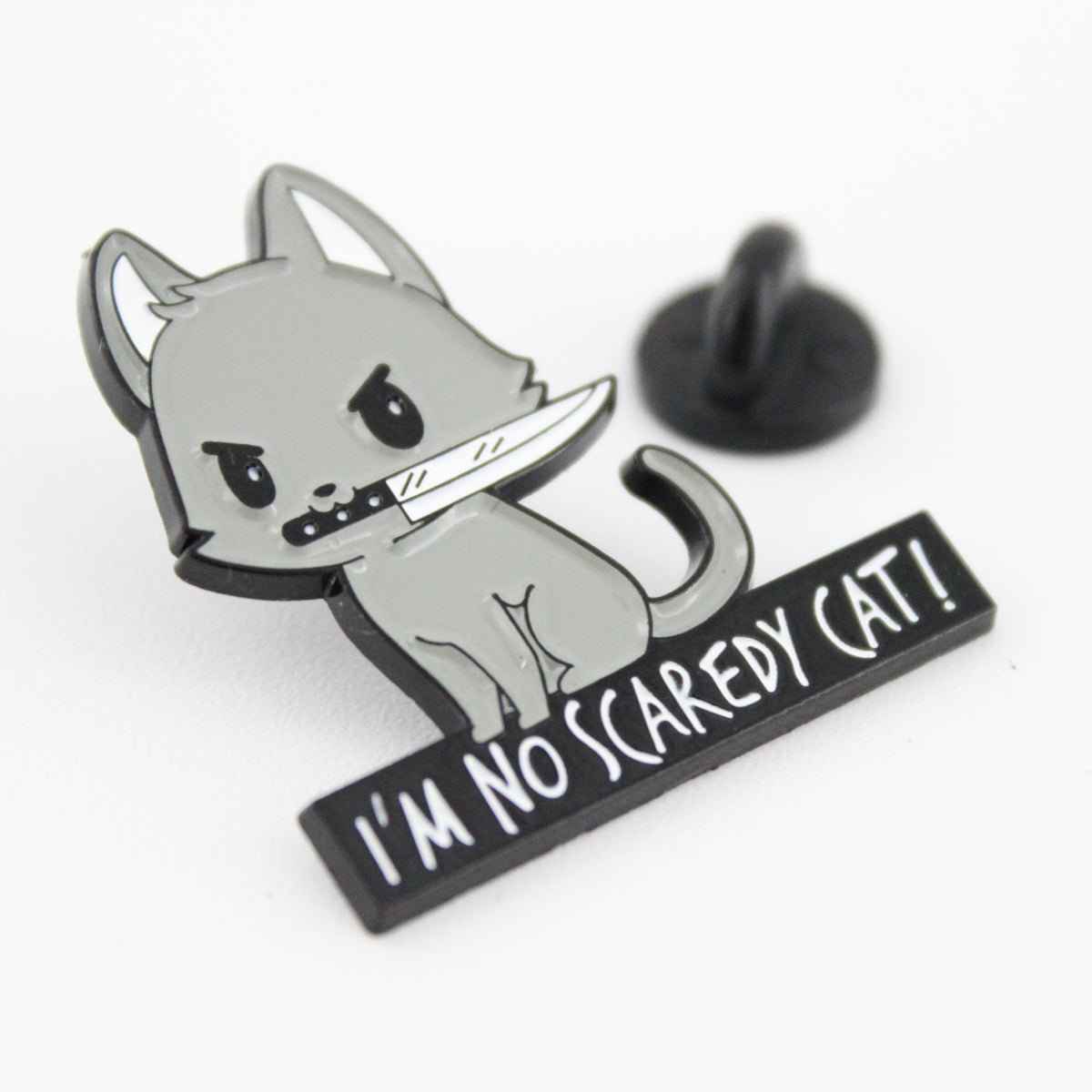 Cat Knife Enamel Pin – Bold Kitty Design for Bags and Jackets