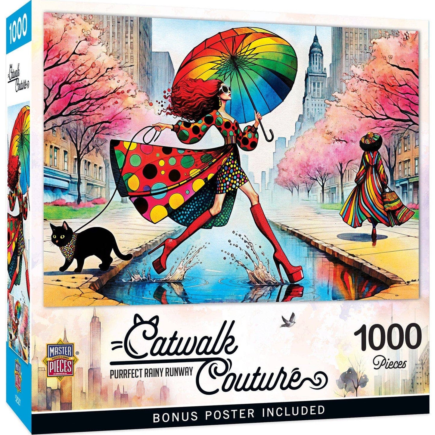 Catwalk Couture - Purrfect Rainy Runway 1000 Piece Jigsaw Puzzle by Masterpieces