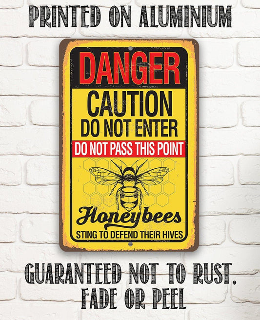 Caution Honeybees - Metal Sign