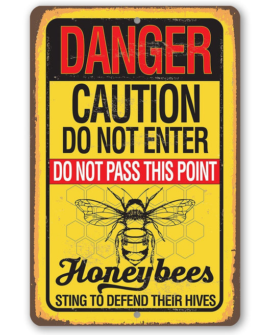Caution Honeybees - Metal Sign