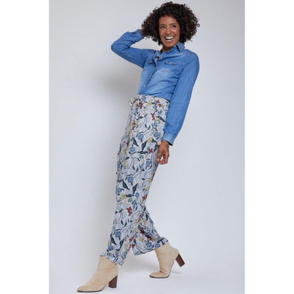 Women's Drawstring Wide Straight Pant with Tie (L)