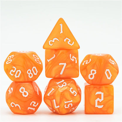 Orange Macaron 7-Dice Blend Set w/White Numbers