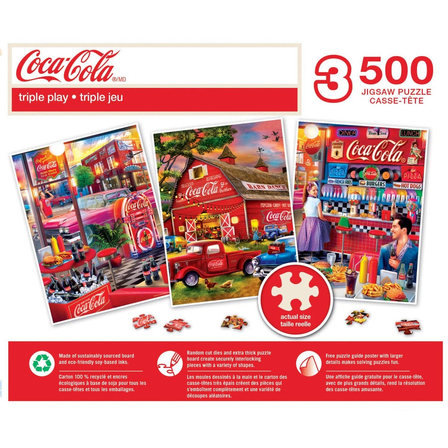 Coca-Cola - 500 Piece Jigsaw Puzzles 3 Pack by Masterpieces Puzzles