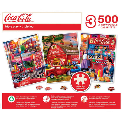 Coca-Cola - 500 Piece Jigsaw Puzzles 3 Pack by Masterpieces Puzzles