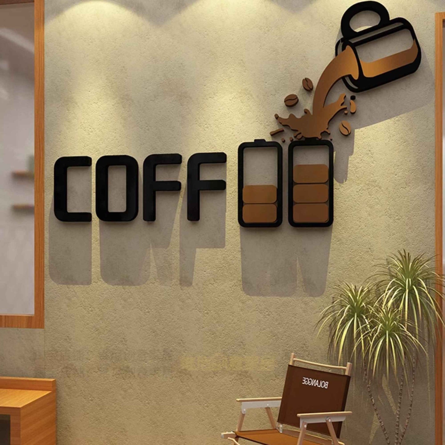 Coffee Shop Wall Decor – Self-Adhesive Acrylic Art for Business
