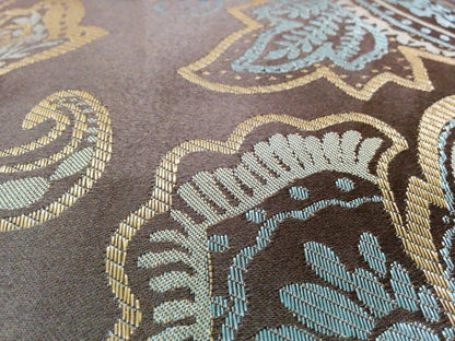 Tache Chenille Elegant Paisley Floral Striped Brown Blue Eastern Comforter Set With Zipper Cover (14070)