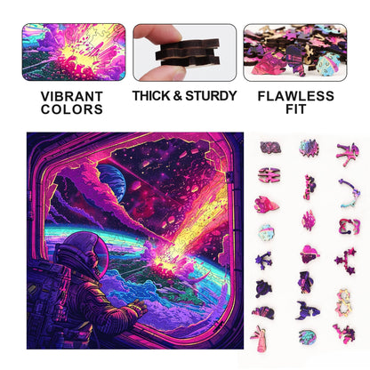 Cosmic Collision 300 Piece Wooden Jigsaw Puzzle | Trippy Puzzle Co