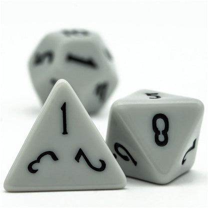 Dark Grey Homage 7-Dice Set w/Black Numbers Minimalist