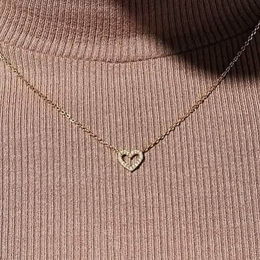 Dainty Diamond Heart Necklace Tiny Love Heart Everyday Necklace