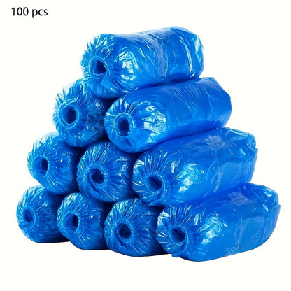 100-Pack: Disposable Plastic Shoe Covers – Waterproof & Slip-Resistant