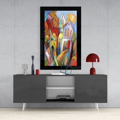 Houses Glass Wall Art