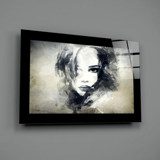 Watercolor Ink Splash Woman Glass Wall Art