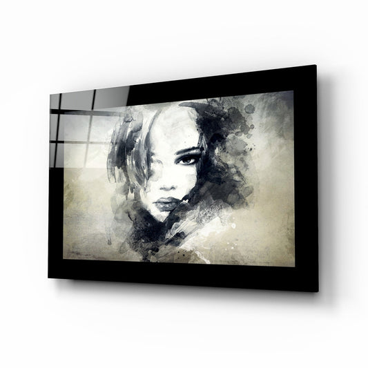 Watercolor Ink Splash Woman Glass Wall Art