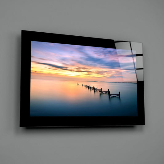 Pastel Dusk Wooden Posts Glass Wall Art