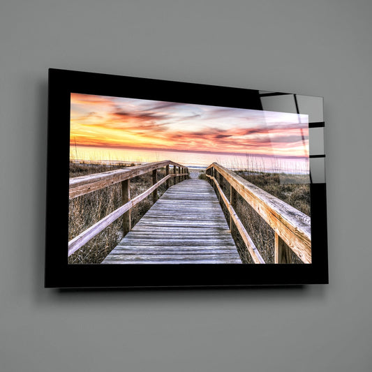 Dune Boardwalk Pastel Sunset Glass Wall Art